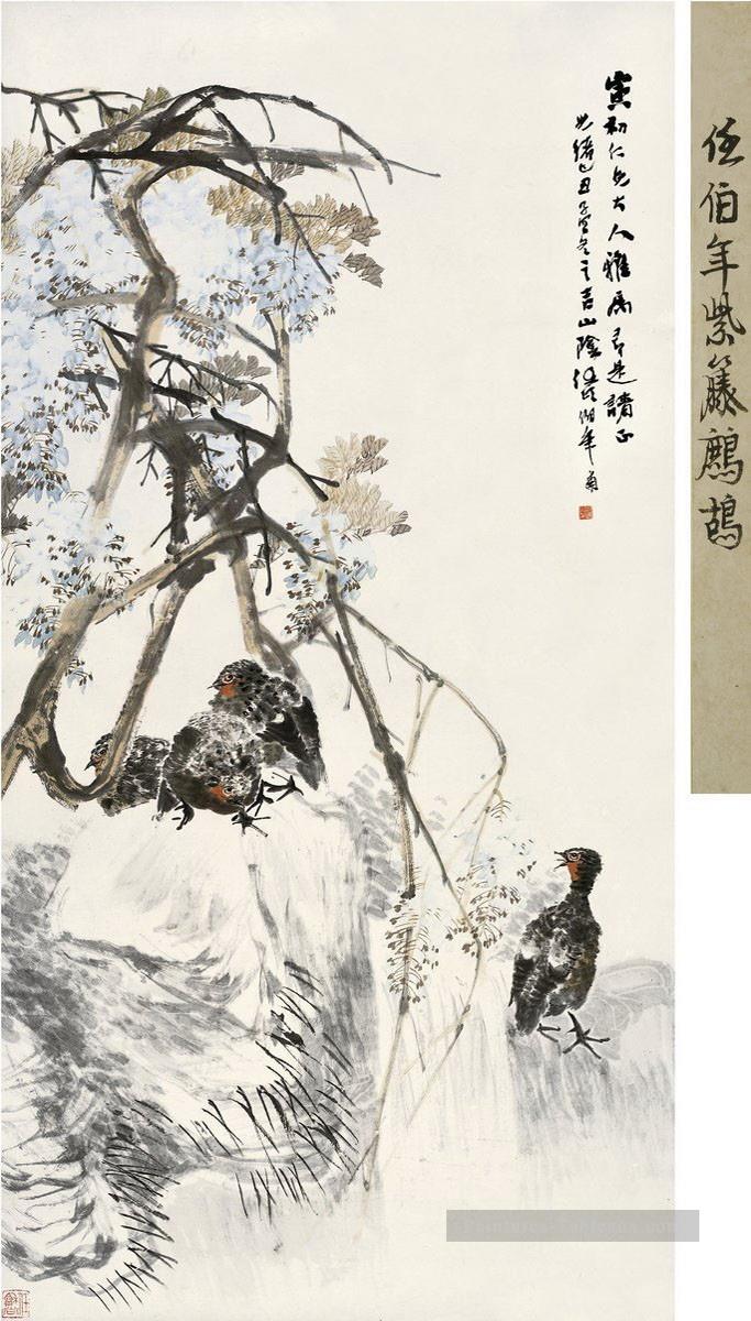 Ren perdrix et wistaria chinois traditionnel Peintures à l'huile